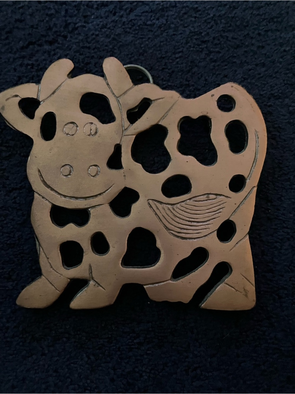 Vintage Cast Copper Cow - 7 X 7 Trivet / Wall Decor 1995 Primitive Whimsical
